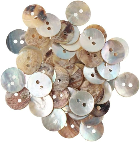 50 Pcs 2 Holes Sewing Round Craft Buttons 0.5inch (13mm) Craft Shell Buttons Shell Pearl Buttons for Shirts Clothes DIY Accessories...