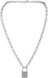 7th Moon Lock Pendant Necklace Statement Long Chain Punk Multilayer Choker Necklace for Women (Silver)...