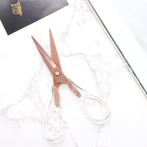 NatSumeBasics Rose Gold Scissors Clear Office Scissors All Purpose Scissor Professional Fabric Dressmaker Shears for Cutting Paper Cloth Leather C...