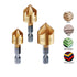Countersink Drill Bit Set 3 Pcs 1/4'' Hex Shank High Carbon Steel 5 Flute Countersink 90 Degree Center Punch Tool Sets for Wood Quick Change Bits ...