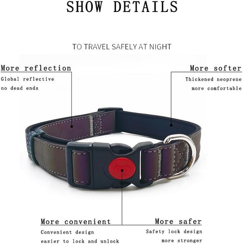 Reflective Dog Collar Soft Neoprene Padded Breathable Nylon Pet Collar Adjustable for Small Medium Large Dogs (Colorful, S)...