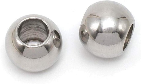 50 PCS Stainless Steel Spacer Beads, Round Larger Hole Polished Metal European Beads Craft Finding for Bracelet Necklace Earring Jewelry Making [H...