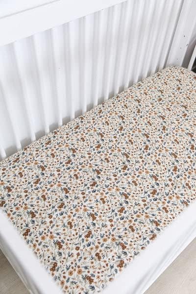 Harvest Floral Muslin Crib Sheet by Mebie Baby, Soft and Breathable Bed Sheets for Babies, Modern Neutral Bedding for Cribs, Standard Crib Mattres...