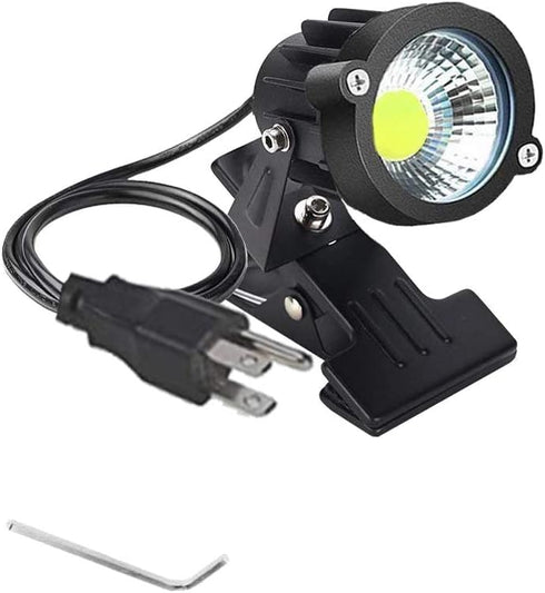 Outdoor 1pc 5W COB LED Clip on Light, IP65 Waterproof Adjustable Desk Stand COB Spotlights with Clip and US Plug for Flag Coffee Shop (Cool White)...