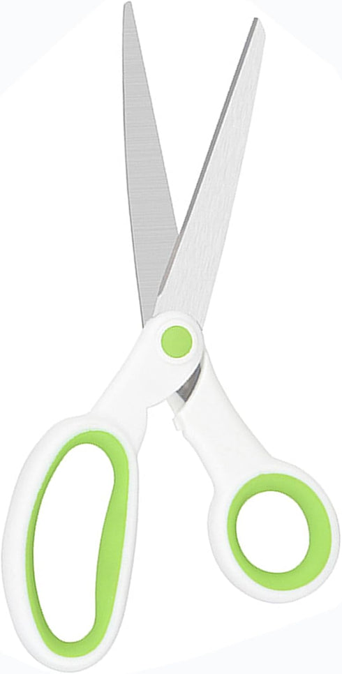 Left Handed Scissors for Adults Student Kids, 8" Heavy Duty Stainless Steel Lefty Scissors for Office, Home, Arts and Crafts, Green and White (2 P...