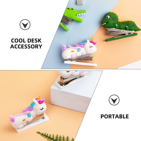 3pcs Mini Staplers for Desk, Kids Cartoon Stapler Crocodile Dinosaur, Handheld Fun Stapler for Kids Home Office...
