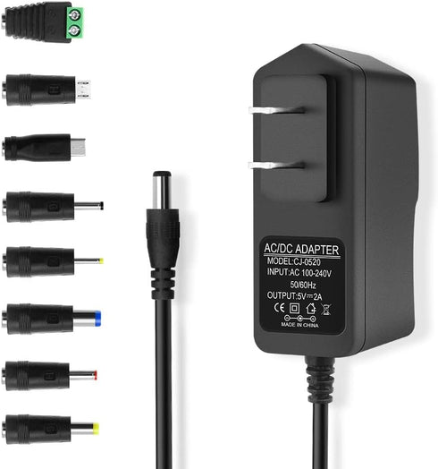 5V 2A Power Supply Adapter 10W AC Adapter 100-240V 50-60Hz AC Wall Plug to DC Power Cord 5 Volt 2Amp Power Adapter Transformer Replacement with 8T...