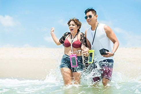 CaliCase Extra Large Waterproof Floating Phone Pouch - IPX8 Waterproof Floating Phone Case with Lanyard for iPhone X-15/ S20-S24/ Pixel 1-8 - Yell...