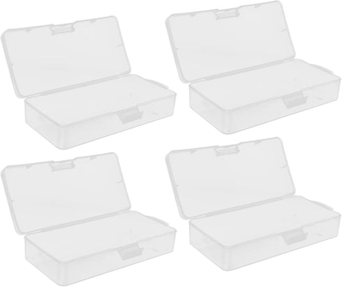 4 Packs Small Plastic Boxes,Clear Plastic Storage Container Bins with Latching Lids,Stackable Craft Box Containers for Craft Supplies and Little B...