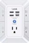 5-Outlet Surge Protector Wall Charger with 4 USB Ports - 1680J Multi Plug for Home, Office, Travel...