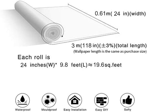 Linen Textured Fabric Wallpaper,Peel and Stick 3D Wallpaper Self-Adhesive Wallpaper Removable Wallpaper for Cabinets Counter Top Bedroom(Light Gra...