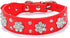Rhinestone Dog Collar, Cute Flower Rhinestone Cat Dog Collar Bling Collar PU Leather Collar Adjustable Sizes Small Medium Large(Red,L)...