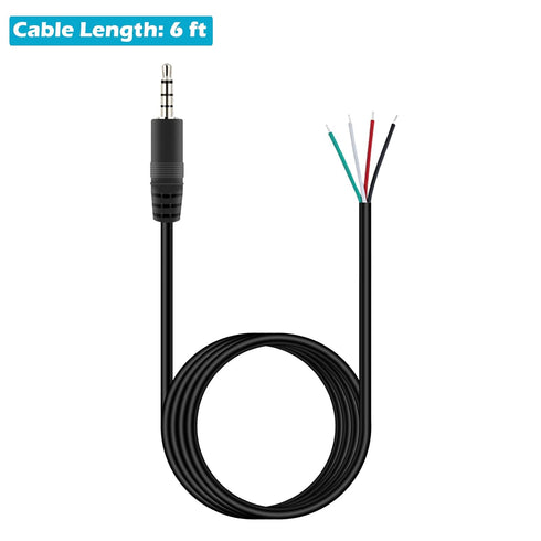 Fancasee 2 Pack 6 ft Replacement 3.5mm Male Plug to Bare Wire Open End TRRS 4 Pole Stereo 1/8" 3.5mm Plug Jack Connector Audio Cable for Headphone...