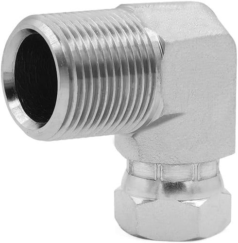 1501-12-08 Hydraulic Hose Adapter Fitting 3/4" Male (3/4"-14NPTF) × 1/2" Female (1/2"-14NPSM) Swivel 90° Elbow SAE Pipe Joints Tube Connector Carb...