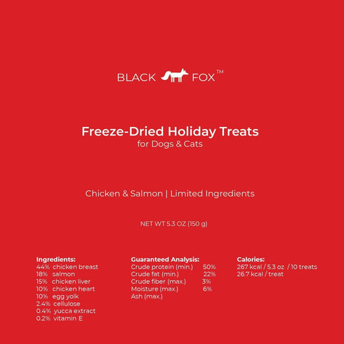 BLACK FOX Freeze-Dried Gluten-Free Biscuits for Dogs & Cats | Chicken & Salmon | 10 Large Treats, Limited Ingredients, Raw, Healthy, Human Grade...