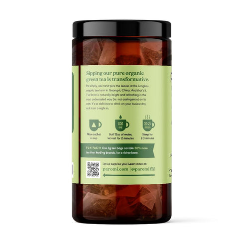 Paromi Palace Organic Green Tea, Signature Jar, 15 Count...