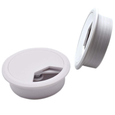 2 Inch (50mm) White Wire Grommets and Cable Ties Kit ABS Plastic Desk Hole Cover Cord Organizer for Computer Desk Cabinet (2pcs Desk Grommets + 6p...