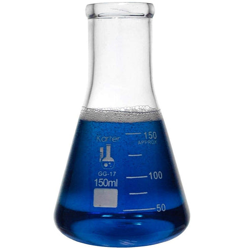 Glass Erlenmeyer Flask Set with Rubber Stoppers - 3 Sizes - 50, 150 and 250ml, Karter Scientific 214U8...
