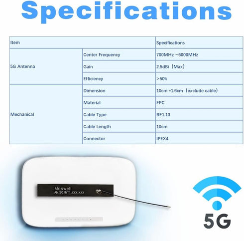 Cellular 5G Internal Antenna Helium Antenna ipex Lora 700MHz ~6000MHz Mini-Profile Wideband All 5G 4G 3G WiFi Bands and Bluetooth wimax zigbee Com...