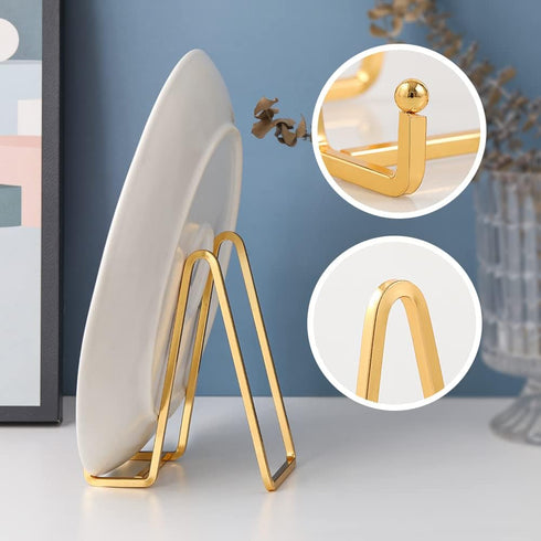 Plate Holder Easel Display Stand - 6 inch Metal Plate Stands for Display - Tabletop Picture Stand - Gold Iron Easels for Display Pictures | Photo ...