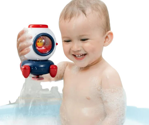 Bath Toys, Space Rocket Bath Toys for Toddlers 18, Baby Spray Water Bath Toys with Rotating Fountain and Light, Shower Bathtub Toys for Toddlers 1...