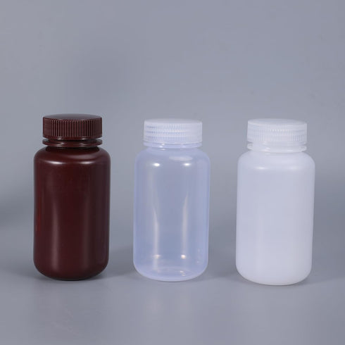 8.4 oz Wide Mouth Lab Reagent Bottle, Laboratory Grade Chemical Container, Sealed Leak-proof Translucent HDPE Bottle, Pill Bottle, Water Sample Bo...
