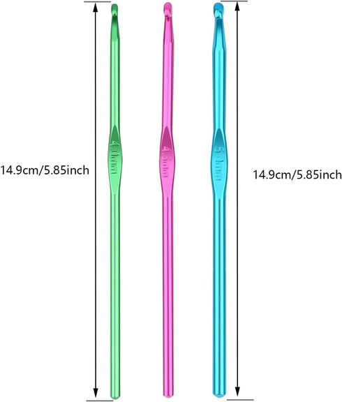 HEYLEAYAR 14PCS Aluminum Crochet Hooks Set,Crochet Handles Engraved Number Size 2MM-10MM,Crochet Needles for Knitting Craft Yarn Contribute to Beg...