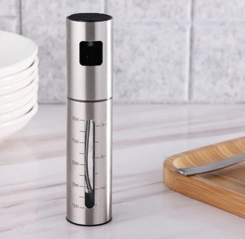 A&J Essentials Oil Sprayer for cooking- 100mL stainless steel, modern, durable, sleek design - Baking, Salad, Grilling, BBQ, Roasting - Oil dispen...