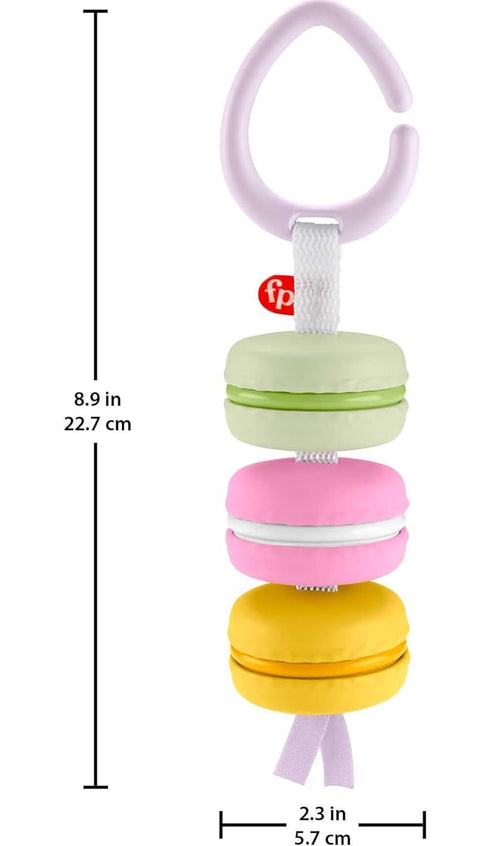 Fisher-Price Baby Pretend Food Baby Rattle My First Macaron Take-Along Sensory Toy for Newborns in Gift Ready Package...