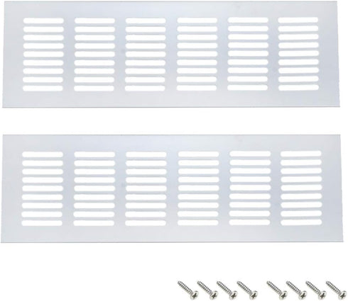 Geesatis 2 Pcs Aluminum Alloy Door Air Vent Grille for Cabinet Shoe Cabinet Hardware Accessories Ventilation Cover, with Mounting Screws, Silver, ...