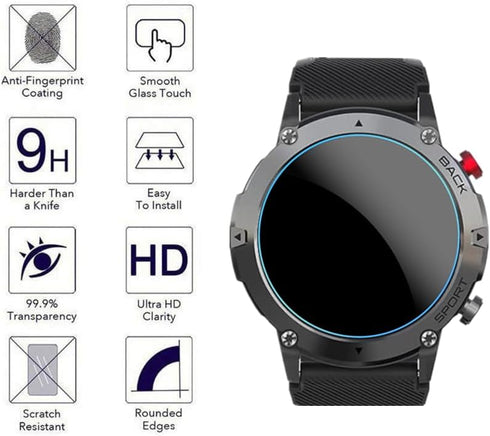 Screen Protector Compatible for C21 1.32'' Smartwatch,9H Tempered Glass Protective Film Compatible for EIGIIS C21 / VIRAN C21 1.32'' Smartwatch (3...