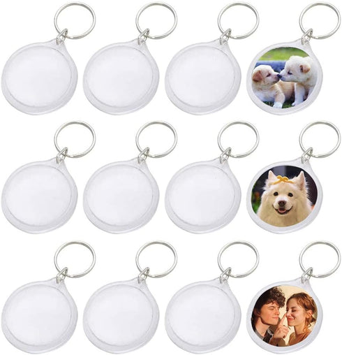 25PCS Clear Acrylic Photo Keychains - Round Blank Insert Photo Picture Frame Split Ring Keychain Snap In - Wallet Friendly Key Ring for Women & Me...