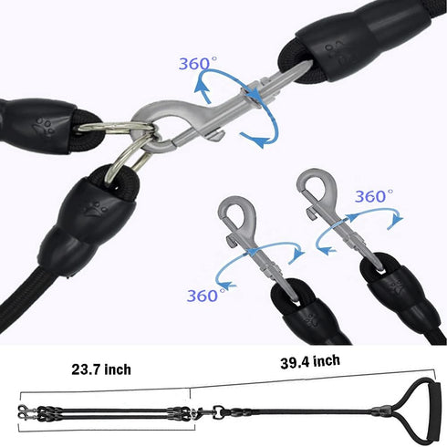 Heavy Duty 3 Dog Leash,3 Way Dog Leash No Tangle,Detachable 360° Swivel Device,Multiple Dog Leash with Padded Handle,for Walking and Training Two/...