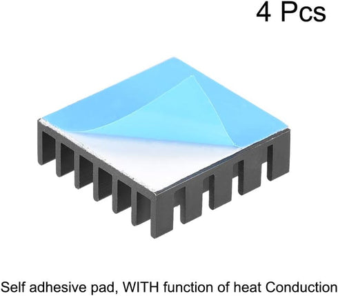 uxcell 6x20x20mm Black Aluminum Heatsink Thermal Adhesive Pad Cooler for Cooling 3D Printers 4Pcs...