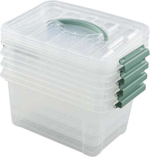 4-Pack 6 Quarts Clear Storage Box Tote, Plastic Bins with Lids...