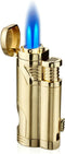 Cigar Torch Lighter with Punch Butane Refillable Lighters 2 Jet Flame Torch Strong Windproof Without Gas (Gold)...