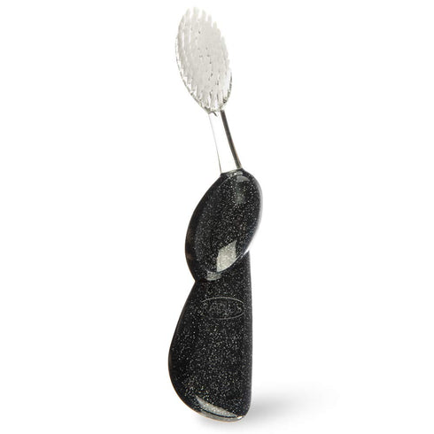 RADIUS Toothbrush Big Brush with Replaceable Head, Left Hand, Soft in Black Sparkle, BPA Free and ADA Accepted, Designed to Improve Gum Health and...