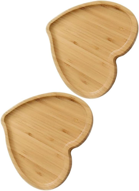 PRETYZOOM Heart Shaped Cutting Board 2pcs Valentines Day Wood Bamboo Serving Board Cheese Platter Tray Heart Charcuterie Bread Board for Appetizer...