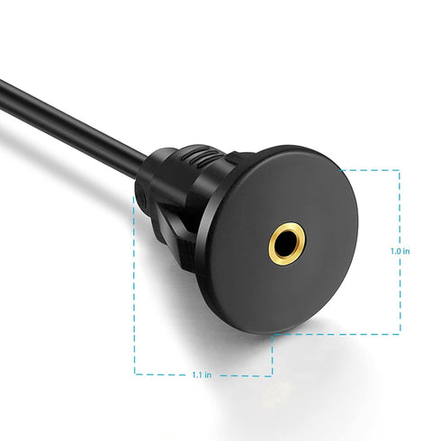 3.5mm Male to Female Car Truck Dashboard Flush Mount 1/8" AUX Audio Jack Extension Cable with Mounting Panel for Car Boat and Motorcycle (3 Feet)...