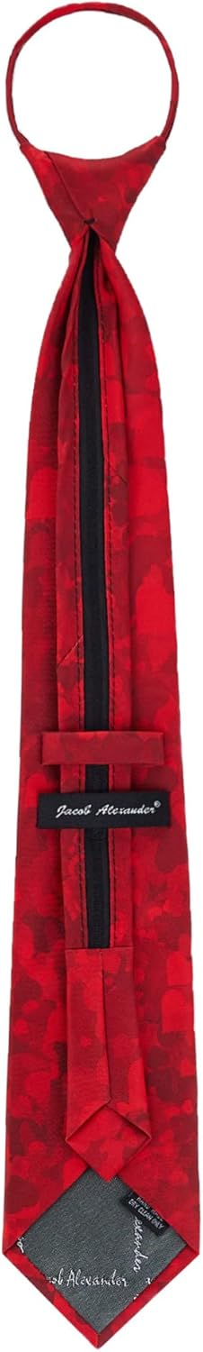 Jacob Alexander Men's Happy Valentine's Day Shooting Cupid with Hearts Pre-Tied Zipper Neck Tie - Red...