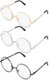 Big 2-Inch Clear Lens Round Glasses Set of 3 Cosplay Metal Frame Fake Circular Glasses Circle Eyeglasses for Adult Women Men...