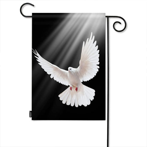 Moslion Dove Garden Flag Peace Bird White Dove with Swings Flying in the Sky Sunlight Flags Double-Sided Banner Welcome Yard Flag Outdoor Home Dec...