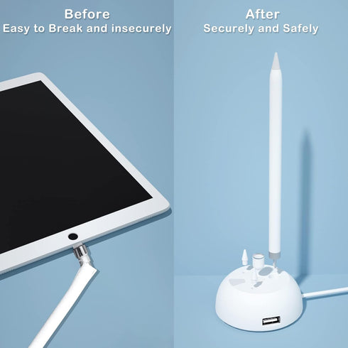 Charging Stand Compatible with Apple Pencil 1st Generation - 3 in 1 iPad Pencil Charger Dock Holder with LED Light & Pencil Tips and Cap Holder - ...