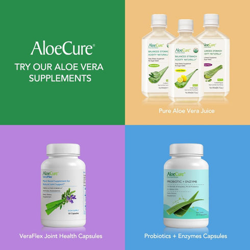 AloeCure Organic Aloe Vera Capsules, 130,000mg Inner Aloe Leaf Equivelant per Serving, Support Gut Health & Digestive Comfort, Stomach Acid Buffer...