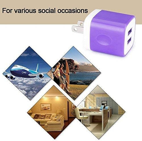 USB Wall Charger, Charging Cube, Sicodo 3Pack Dual Port Charging Block Plug in Cell Phone Charger Box Brick USB Power Adapter for iPhone 15 14 13 ...