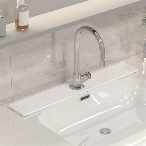 Faucet Mat For Kitchen Sink,Water Absorbing Stone Tray for Sink, Super Absorbent, Kitchen Countertop Bathroom Sink Splashback Drying Mat(white:23....