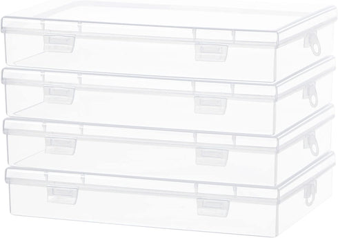 Small Storage Containers, 4 Packs Rectangular Plastic Storage Box with Lid 7.1''×4.6''×1.2'', Clear Containers for Storage, Beads, Crafts Accessor...
