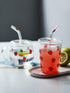 10 Oz Lovely Strawberry Clear Glass Tumbler with Lid and Straw....