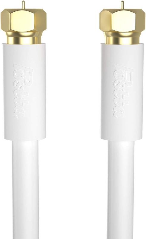 Postta Coaxial Cable(6 Feet) Triple Shielded Digital RG6 Antenna Cable with F-Male Connector Pin-White...