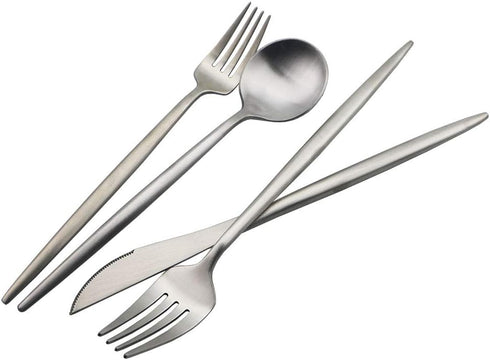 JASHII Luxury Flatware, Silverware Sets, 6-pieces Elegant Cute 18/10 Stainless Steel Silverware Set for Eating Home Kitchen Hotel Restaurant, Serv...
